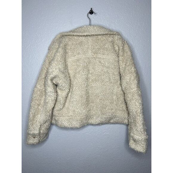 Faherty Timber Ridge Sherpa Fleece Beige Teddy Bear Style Button Jacket Medium - Picture 9 of 10